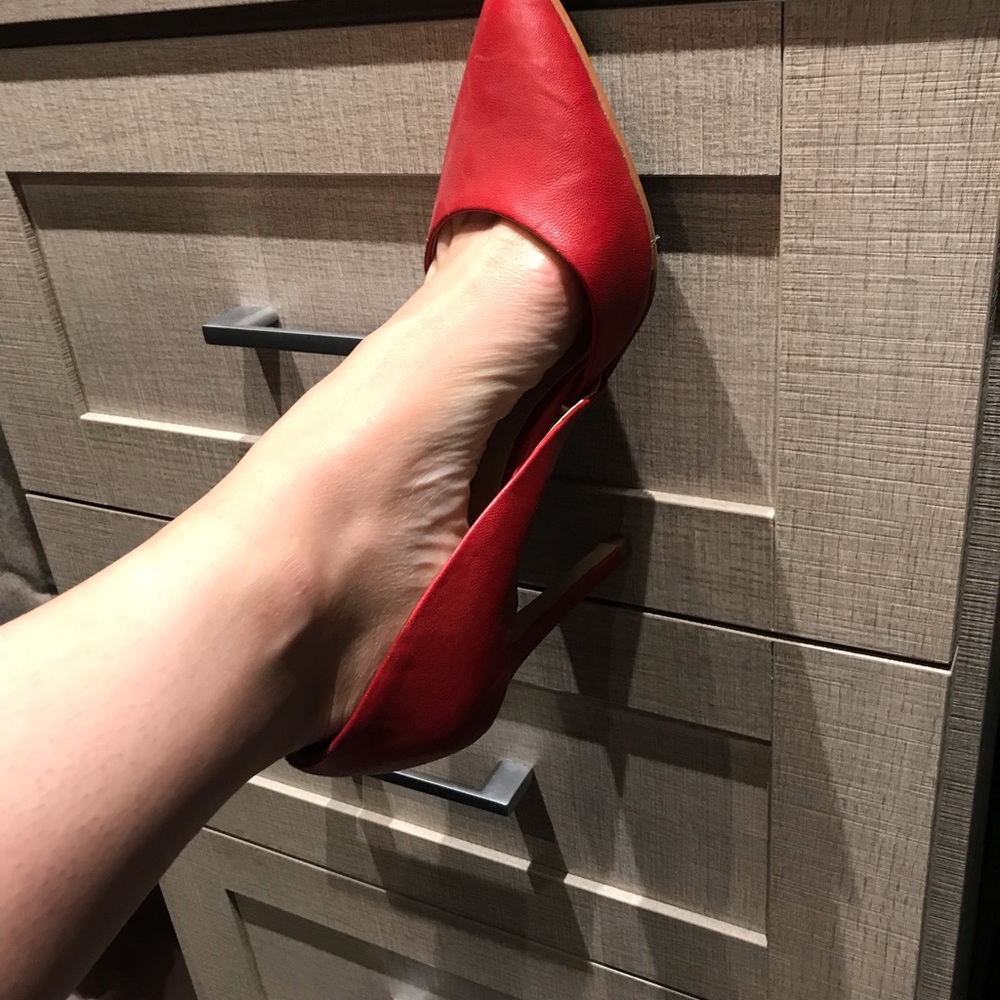 Bright red pumps